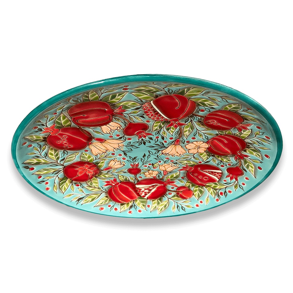 Тарелка Гранаты с новыми цветами