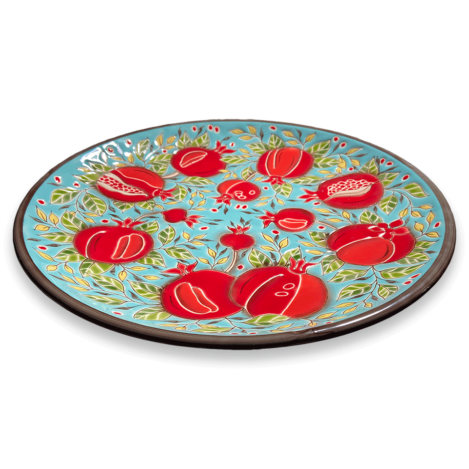 Тарелка Гранаты на бирюзовом