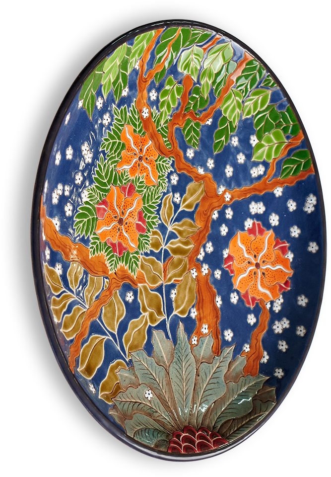 Тарелка Тропики на синем 2