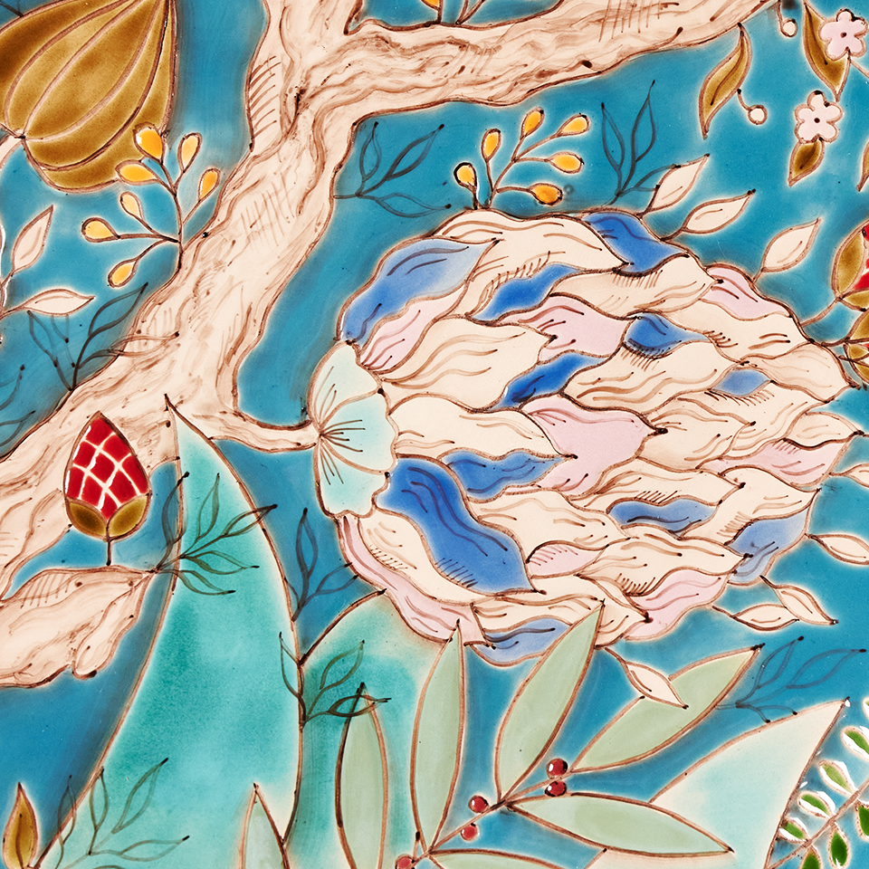 Тарелка Тропики на синем