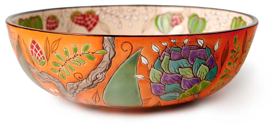 Салатник Тропики на оранжевом