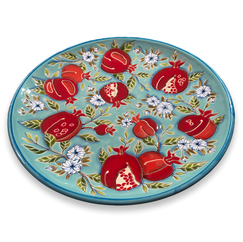 Тарелка Гранаты с цветами