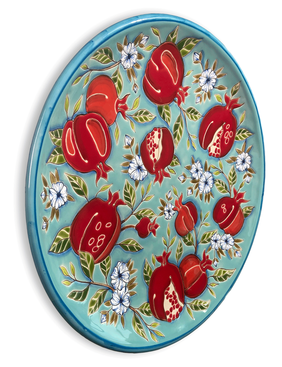 Тарелка Гранаты с цветами